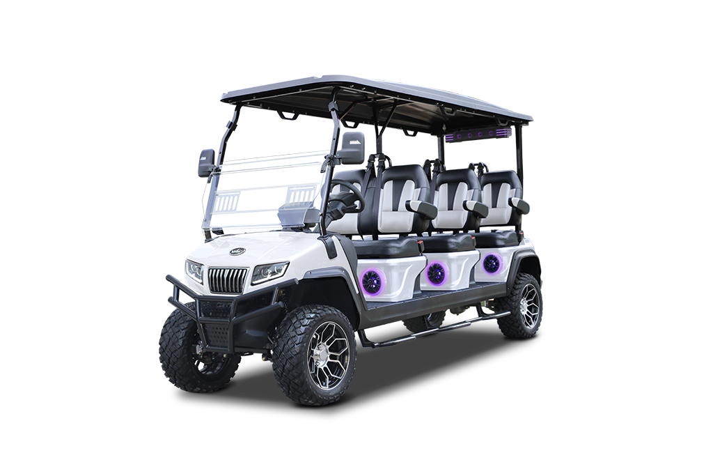 2025 Evolution Maverick 6 Plus mineral white golf cart exterior