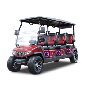 2025 Evolution Ranger 6 Plus flamenco red golf cart exterior