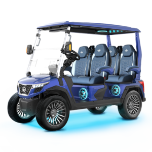 2025 Evolution D-MAX GT4 golf cart front view Portamao Blue