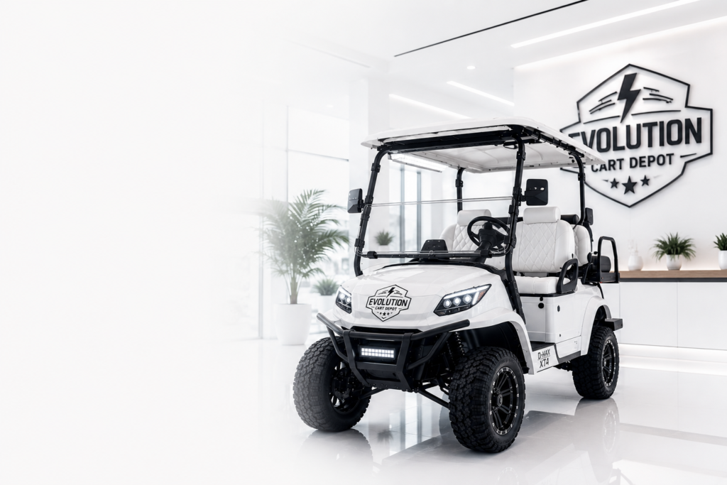 Evolution D5 Ranger vs Competitors comparison featuring Club Car, E-Z-GO, Yamaha, ICON, and Epic premium golf carts.